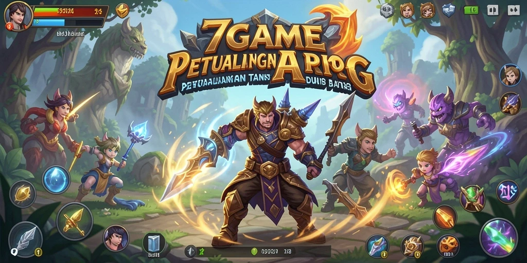 Screenshot menunjukkan pertarungan epik dalam dunia ARPG 7GAME.