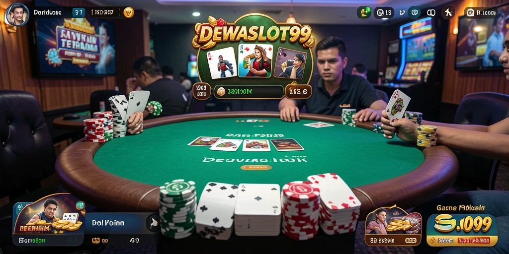 Screenshot gameplay DEWASLOT99 menunjukkan keseruan permainan Poker yang mendebarkan.