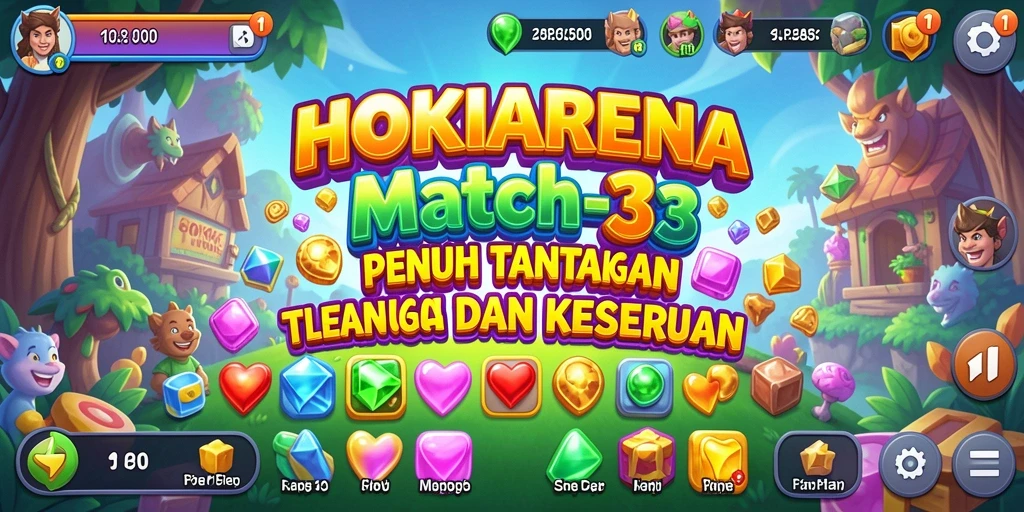 Tampilan gameplay HOKIARENA yang menarik dalam mode Match-3.