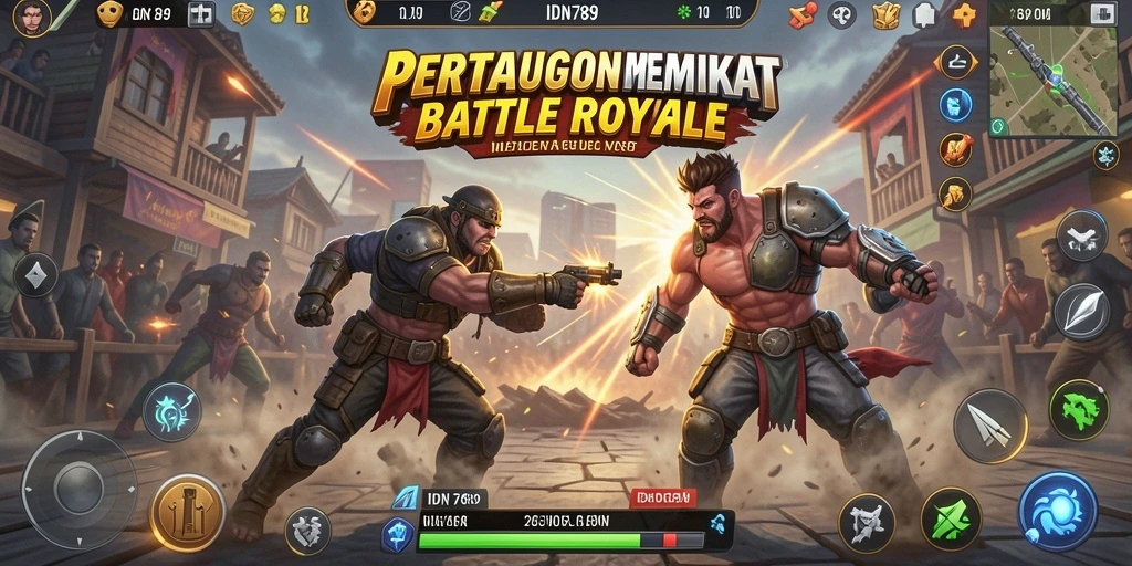 Screenshot gameplay IDN789 menampilkan pertarungan seru di arena Battle Royale.