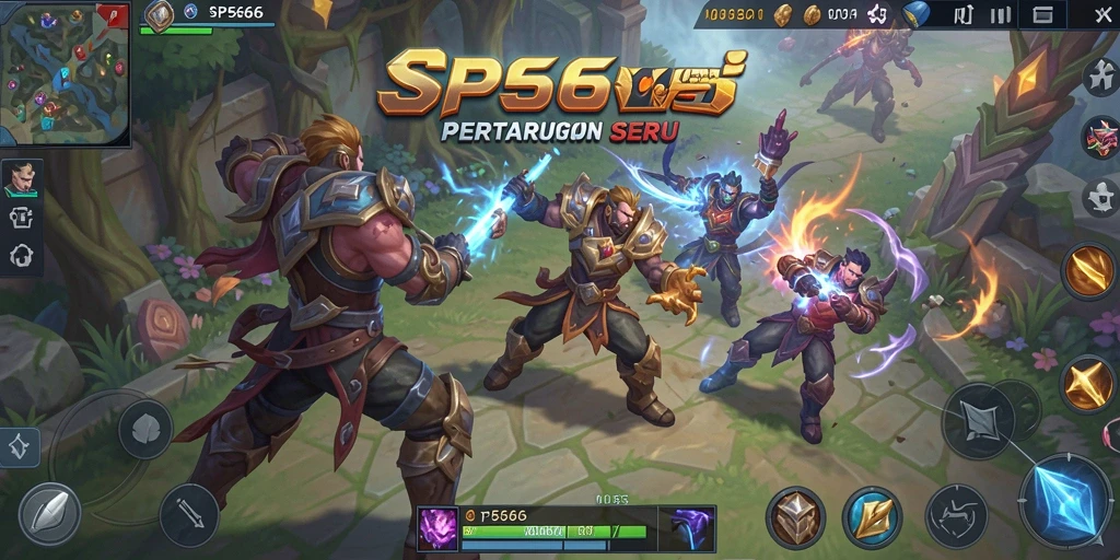 Tampilan seru gameplay dalam dunia MOBA SP666.