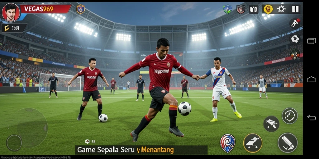 Tampilan gameplay seru dalam VEGAS969 dengan aksi sepak bola yang mendebarkan.