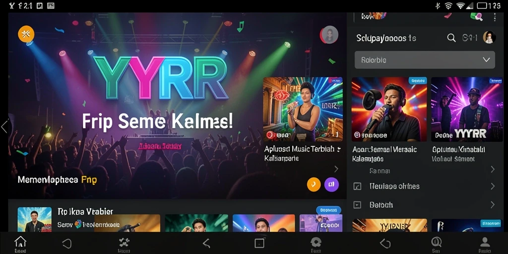 Tampilan gameplay <strong>YYRR</strong> yang menampilkan berbagai fitur musik.